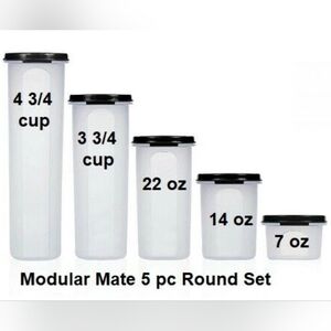 Tupperware Modular Mates Rounds 1-5 Clear Food Storage Container Set 10 Pc. NEW
